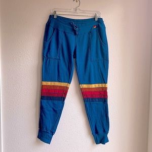Aviator Nation 5 stripe Blue Rainbow Sweatpants Women’s M/L